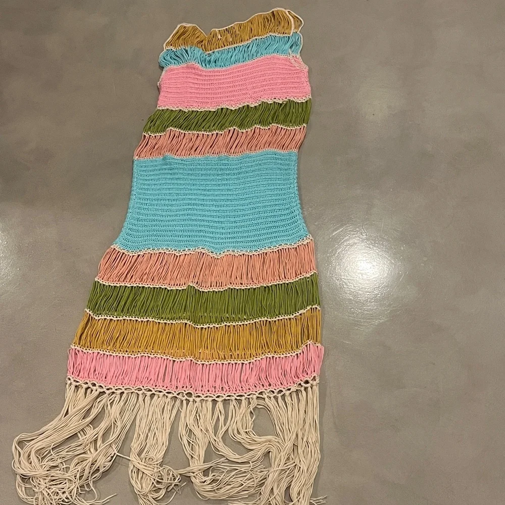 MARBLE Yellow and Teal Fringe Detail - Picture 5 of 6